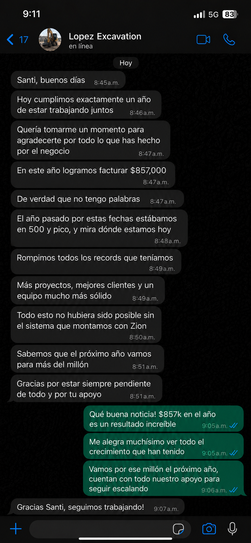 Resultado de cliente: LOPEZ EXCAVATION LLC